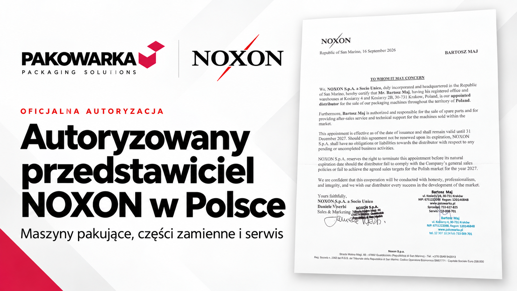 Pakowarka.pl oficjalnym i autoryzowanym przedstawicielem NOXON w Polsce